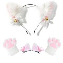 1 rinkinys mielas katės ausų plaukų dėvėjimo letenų pirštinės mergaičių anime cosplay kostiumas pliušinis varpelis katės kailio ausų plaukų juosta naktinio vakarėlio klubo galvos juostos