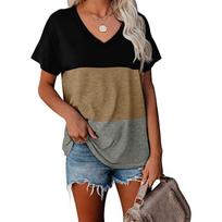 Retro marginti laisvalaikio trumparankoviai V formos iškirptės marškinėliai 5XL black