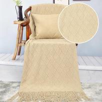 Skandinaviškas retro megztas pledas - Minkštas ir patogus kutais puoštas užmetalas pavasariui ir vasarai Cushion Cover Only chaki