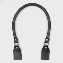Natūralios odos rankinės dirželis su metaliniu žiedu - DIY karvės odos krepšio rankenos aksesuaras juoda/40cm spalva