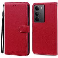 Dėklas Realme C75, atverčiamas odinis piniginės dangtelis, skirtas Realme C75 telefono dėklui, piniginės knygos viršelis, Coque Fundas Etui For Realme C75 4G tamsiai raudona spalva