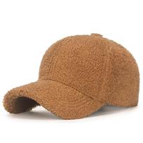 Rudens ir žiemos ėriuko vilnos vienspalvė lengva kepurė su snapeliu, šilta teddy vilnos veido maža kepurė, vyriškos ir moteriškos kieto viršaus beisbolo kepuraitės Adjustable šviesiai ruda spalva