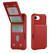 Piniginės Kortelių Laikiklis RFID Blokavimas Magnetinis Stovas Telefono Krepšio Dėklas iPhone 16E 16 Plus 15 Pro Max 14 13 mini 12 iPhone 13 raudona