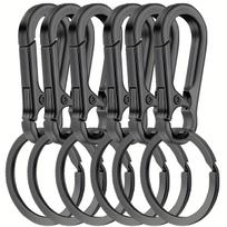 6 metalinių segtukų raktų pakabukų rinkinys, nuimami raktų pakabukai, metaliniai raktų pakabukai, karabinai raktų pakabukų segtukai, universalūs tiek vyrams, tiek moterims. juoda