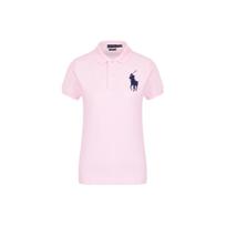 Polo Ralph Lauren Vienos spalvos logotipas Siuvinėtas Laisvalaikio trumpomis rankovėmis Polo marškinėlis Moteriški viršutiniai drabužiai Rožinis 211505656-081 XS white