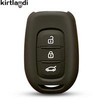 Renault tWingo 3 Duster Clio Logan Stepway Dacia Logan 2021 automobiliui silikoninis nuotolinio rakto dėklas 3 mygtukų automobilio rakto dangtelio krepšys juoda