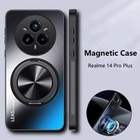 Skirta Realme 14 Pro Plus 14X 14T AG matinio paviršiaus magnetinis laikiklis Stovas Telefono dėklas Skirta Realme14 Pro+ 5G Atsparus smūgiams Kietas galinis dangtelis Buferis Realme 14 Pro Plus juoda