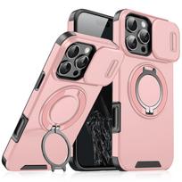 Luxury Heavy-Duty Rugged Armor Magnetic Bracket Case For iPhone 16 14 13 12 11 15 Pro Max Plus Slide Camera Protection PC Cover For iphone14Plus
