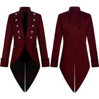 Naujas Viduramžių Retro Smokingas Vidutinio ilgio Panko Vyriškas Paltas Helovino Cosplay Vampyro Princo Džentelmeno Išleistuvių Suknelė S raudona