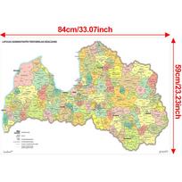 Latvija-Latvijos žemėlapis-Administracinis žemėlapis Dekoratyvinis paveikslas kelionėms, Mokymo priemonė, Fotografijos fonas 900*600mm