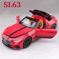 Nauja 1:22 Benz SL63 modelis žaislinis automobilis lydinio liejimo šviesa garsas traukiamos durys atidaromos kabrioleto sportinių automobilių modelių kolekcijos dovanos raudona