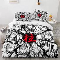 Demon Slayer Agatsuma Zenitsu Antklodės užvalkalų rinkinys HD Antklodės užvalkalas Vaikams Lovos patalynės komplektai Lovos skalbiniai Miegamojo dekoras EU Twin(135x200cm)