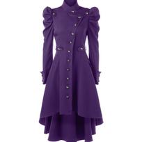 Moterims Madingas Steampunk Karinis Paltai Vintage Gotikinis Viktorietiškas Frakas Ruduo Žiema Moterims Armijos Uniformos Striukė XXXL violetinė
