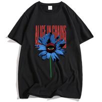 VIENAKIAI GĖLIŲ MARŠKINĖLIAI Alice In Chains Roko Grupė Grunge Marškinėliai Laisvalaikio Mada Trumpomis Rankovėmis Vyriški Marškinėliai Streetwear Unisex Marškinėliai XS juoda