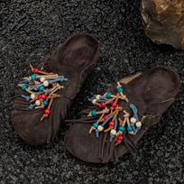 Bateliai su karoliukų kutais Suede šlepetės Žieminiai moteriški batai 2025 m. tendencija Slingback laisvalaikio klumpės Madingos šlepetės namams Zapatillas Mujer 35 chaki