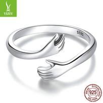 925 svarų sterlingų sidabro apkabinimo žiedas moterims, Padovanokite merginai, porai žiedą, žiedų papuošalą Bsr176 Opening Adjustable sidabras