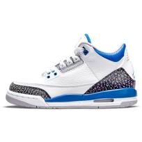Air Jordan 3 Retro GS Racer Blue Vaikams Sportbačiai Balti Juodi Cementiniai Pilki 398614-145 35.5