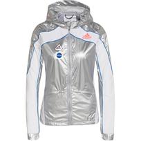 Adidas Space striukė bėgimui su gobtuvu moteriškas viršutinis drabužis Tamsiai sidabrinė metalinė GN4269