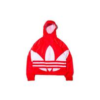 Adidas Originalus džemperis su dideliu trilapio dobilėlio logotipu vyrams, sportinė apranga, raudonas FM7076 M red