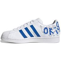 Adidas Originals Superstar Odiniai Patogūs Laisvalaikio Patvarūs Žemi Sportbačiai Unisex Sportbačiai Balti Mėlyni GW5784 35⅔