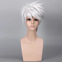 Anime Hatake Kakashi Short Synthetic Wigs Silver White Layered Heat Resistant Hair Cosplay Costume Wig as the picture-