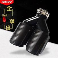 Anglies pluošto Y formos dvigubo išėjimo duslintuvo antgalis (63-89mm), Juodai dažytas išmetimo vamzdis automobilių modifikacijoms 63-89 Matt Black Flush