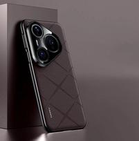 Prabangus odinis telefono dėklas Huawei Pura 80 Ultra, dengtas, apsaugantis fotoaparato objektyvą, kietas galinis dėklas Pura 80 Pro Plus Funda for Pura 80 vyno raudonos spalvos