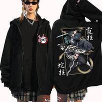 Iguro Obanai Tokitou Muichirou Spausdintas Užtrauktuku Užsegamas Džemperis Moterims Vyrams Harajuku Demon Slayer Didelio Dydžio Puloveriai su Gobtuvu S