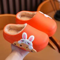 Vaikiškos žieminės medvilninės šlepetės: Neslystantys, Šilti, Vandeniui atsparūs, Minkštapadžiai namų batai 24-25 size, insole 15cm/foot 14cm oranžinė