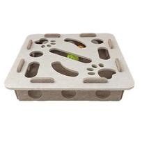 Cat Scratch Puzzle Toy Kittens Puzzle Enrichment Box Cats Self-Play Maze with 2 Bell Balls Nail File Scratch Board E