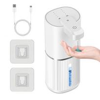 Bekontaktis automatinis muilo dozatorius, įkraunamas per USB, IPX5 atsparus vandeniui, 4 lygių reguliuojamas dozavimas, 380 ml talpos muilo dozatorius B balta