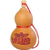 Feng Shui Cinnabar Painted Natural Gourd Pendant for Fortune and Protection 13-15 cm