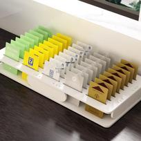 Viešbučio kortelės ir vizitinės kortelės organizatorius su daug skyrių 16-slot wooden white key card holder