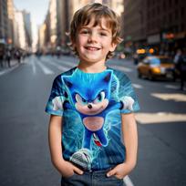 Marškinėliai 2025 Vaikų drabužiai Sonic 3D Vaikams Berniukams ir Mergaitėms Animacinis Spausdinimas Animacija Cosplay Drabužių Aksesuarai 110