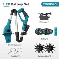 YOFIDRA 1200W Elektrinis aeratorius Elektrinis sodo freza Sodo kultivatorius Rototiller Vejapjovės įrankis Makita 21V baterijai 2pcs 3.0Ah Battery