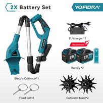YOFIDRA 1200W Elektrinis aeratorius Elektrinis sodo freza Sodo kultivatorius Rototiller Vejapjovės įrankis Makita 21V baterijai 2pcs 4.5Ah Battery