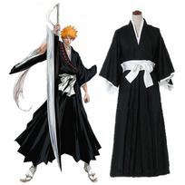 Anime Bleach Kostiumas Kurosaki ichigo Cosplay Vyrams Japoniškas Tradicinis Kimono Suaugusiems Pasirodymui Išgalvotas Vaidmuo S