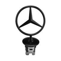 Žvaigždės gaubtas - ženklelis automobilio gaubtui Priekinis chromuotas logotipas gaubto žymėjimas Mercedes Benz C/E/S klasei w163 w204 w211 w210 w220 W124 W140 juoda
