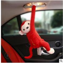 Kūrybinio animacinio filmo beždžionė automobilyje pakabinamas popierinis servetėlių audinio dėžutės laikiklis Nešiojama namų biuro popierinė dėžutė raudona