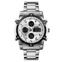 „Fashion Watch Trend“ Daugiafunkcis trijų kartų didelio ciferblato verslo vyriškas elektroninis plieninis dirželis Silvery&silvery