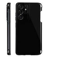 Stylus S-Pen lizdo lizdo skaidrus telefono dėklas, skirtas Samsung Galaxy S21 Ultra 5G G9980 G998D G998U Minkštas permatomas telefono dangtelis su rašiklio lizdo laikikliu For SM-G9980 juoda