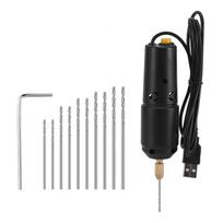 Grąžtų rinkinys Dervos elektrinis mini gręžtuvas su 10 vnt grąžtų antgaliais 10 drill bits juoda