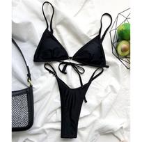 Seksualus mini mažylis bikinis moteriškas maudymosi kostiumėlis Moteriškas maudymosi kostiumėlis Dviejų dalių bikinio rinkinys paminkštintas maudymosi kostiumėlis Moteriai S juoda