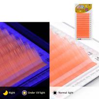 GAHAMACA UV neoniniai blakstienų priauginimai švyti tamsoje, fluorescencinė rožinė ryškiai spalvinga, individuali švelni blakstienų priauginimas 0.07mm C 8-14mm MIX oranžinė