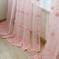 Siuvinėtos nėriniuotos užuolaidos miegamajam, permatomos, elegantiškos organzos, gėlių rašto, subtilus prancūziško lango apmualas Tenda 150*270CM 1PCS