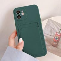 Kortelės kišenės apsauginis hibridinis piniginės dėklas, skirtas iPhone 11 dėklui Iphone 12 13 14 Pro Max Mini Xr Xs 7 8 Plus Se 2022 2020 galinis dangtelis For iPhone 14Pro Max žalia