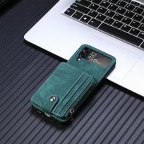 Visiškai apsaugotas odinis mobiliojo telefono dėklas, skirtas Samsung Galaxy Z Flip 4 5g Flip4 Zflip4 Flip 3 Flip3 kortelės lizdo sulankstomas dangtelis for Samsung Z Flip 4 žalia