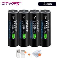 1,5 V AA USB įkraunamas ličio jonų akumuliatorius 3000 mWh USB įkrovimas AA baterijos, skirtos MP3 grotuvui žaislams termometro nuotolinio valdymo pultas + laidas