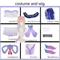 Sangonomiya Kokomi Cosplay kostiumas Genshin Impact Kokomi Tube viršutinių suknelių rinkinys Cosplay kostiumų komplektai su nugaros puošybos peruku L-costume wig
