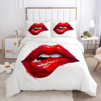 3D Sexy Lips Patalynės komplektas Kiss Me HD spausdinimas Antklodės užvalkalas 2/3 AU140 * 210 Viso dydžio minkštas namų dekoras Baby 100x135cm